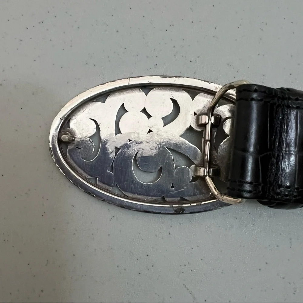 Brighton Black and Silver Braided Belt with Ornate Buckle
